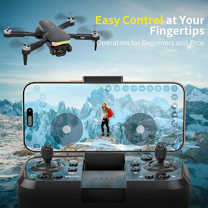 Mini Drone with 1080P Camera for Adults and Beginner,RGB LED Light FPV Drone Quadcopter for Beginners,One Key Take Off/Land Altitude Hold,Optical Flow Positioning Gravity Gesture Control