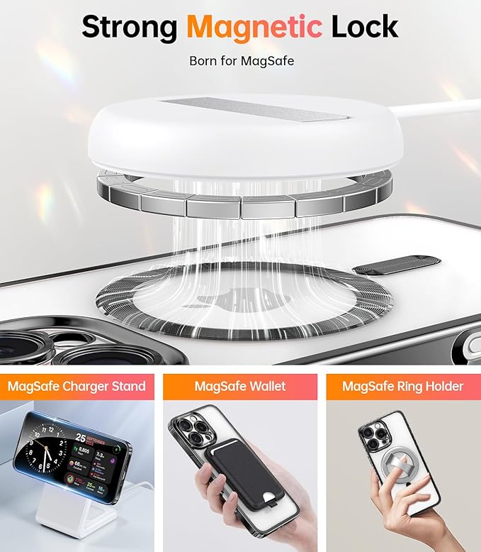 Meifigno Designed for iPhone 16 Pro Case 6.3", [Glitter Card & Wrist Strap] [Compatible with MagSafe] [2X Screen Protectors] Surround Lens Protection Designed for 16 Pro Case, Black Titanium