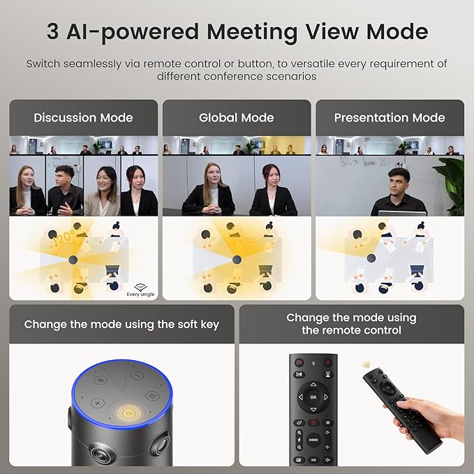 NEARITY 360 Alien 4K Video Conference Camera with Microphone, 8MP Video Conferencing Webcam, 3 AI Modes, 6 Noise Cancelling Mics, Auto Framing, Conference Webcam for PC/Laptop/SmartBoard