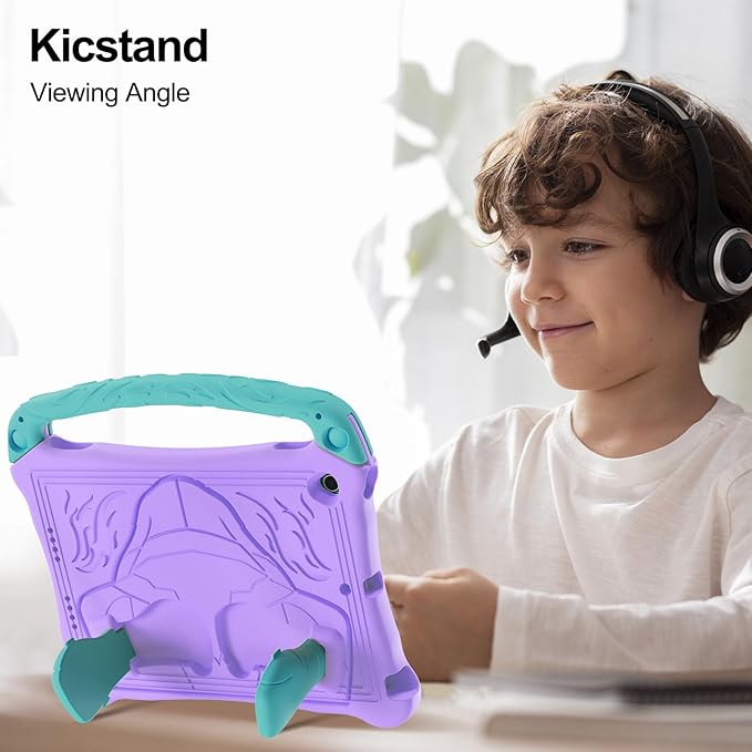 Dteck for iPad Air 3rd Generation and iPad Pro Case 10.5" 2019/2017 Release, Cute Boxing Shockproof Hard Case with Handle/Kickstand/Shoulder Strap, Protective Lightweight Kids-Friendly Cover, Purple