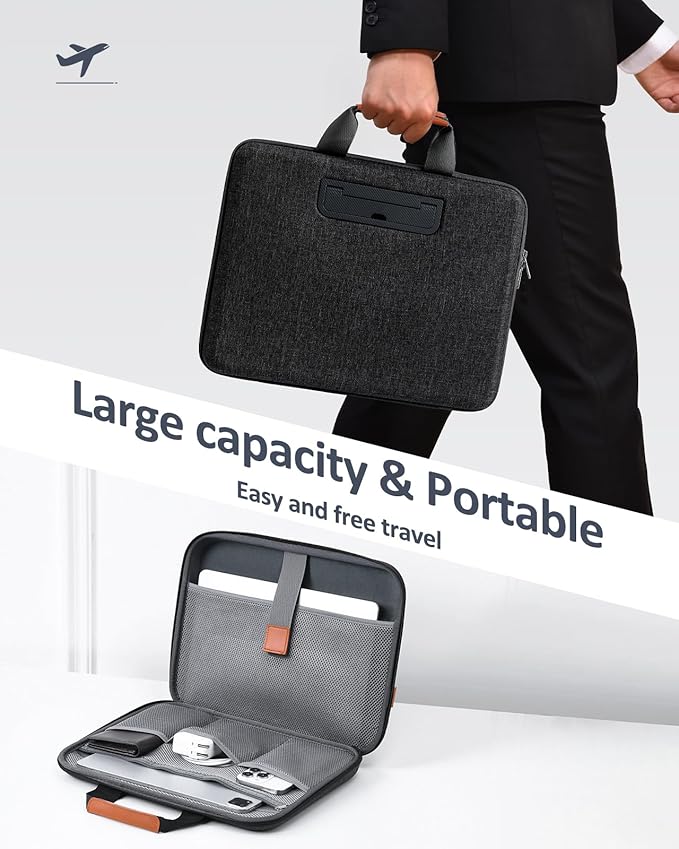 Hard Laptop Case 13 Inch for HP Dell Lenovo ASUS Acer - 2 in 1 Laptop Sleeve & Lap Desk with Stopper and Book Clip, Shockproof Waterproof 14.2 MackBook Pro Case - Black