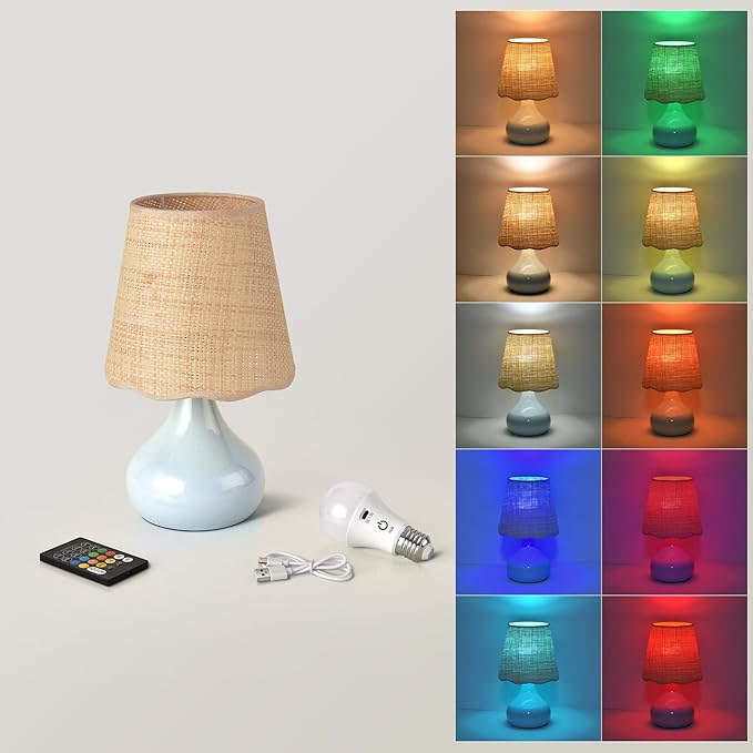 Cordless Table Lamp Rechargeable, Light Blue Mini Cute Table Lamp for Nightstand, Battery Operated Small Table Lamp for Small Spaces for Kitchen Counter, Bookshelf, Bedside, Bedroom, Living Room