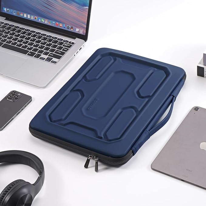 DOMISO 15.6 inch Laptop Sleeve with Handle Shockproof Waterproof EVA Protective Case for 15.6" Yoga 720 IdeaPad 310 320 ThinkPad T570/Legion 5 Gen 6/HP Envy 15/15.6" Notebooks, Dark Blue