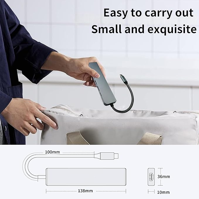 7-in-1 USB C Hub with 4K HD,100W PD Charging,USB C Adapter for MacBook Pro/Air,Dell XPS,HP,Lenovo,iPad Pro,Steam Deck - 5Gbps Data Transfer,SD/TF Card Reader,Slim Portable Laptop Dongle