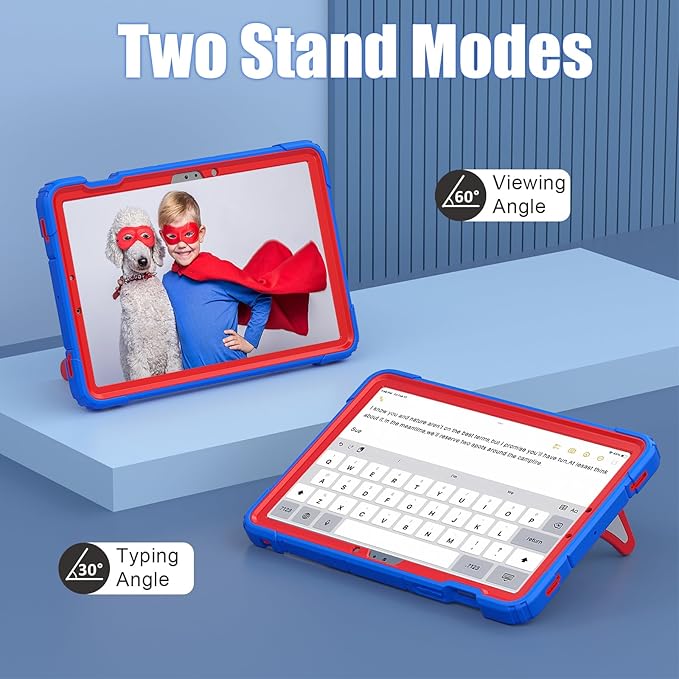 AKABEILA Compatible with Samsung Galaxy Tab S7/S8/S9/S9 FE 11 inch(2023) Tablet Case，Lightweight Shockproof Rugged Protective Cover with Kickstand for Kids Children Boys Babies Blue Red