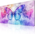 Extra Large Butterfly Mouse Pad 48x24 Inch – 3XL Huge Waterproof Desk Mat with Non-Slip Rubber Base & Stitched Edges, Full Coverage Mousepad Keyboard Mat for Work, Game, Office(Purple, XXXXL)