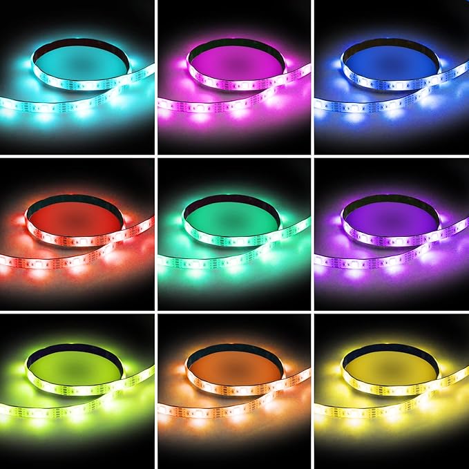 LED Strips Lights USB Powered Rainbow Chasing RGB LED Lights Strip LED TV Backlight Strip with 17-Key RF Remote Color Changing Strip Lights Waterproof IP65 LED Rope Lights LED Lights 2M 6.54FT