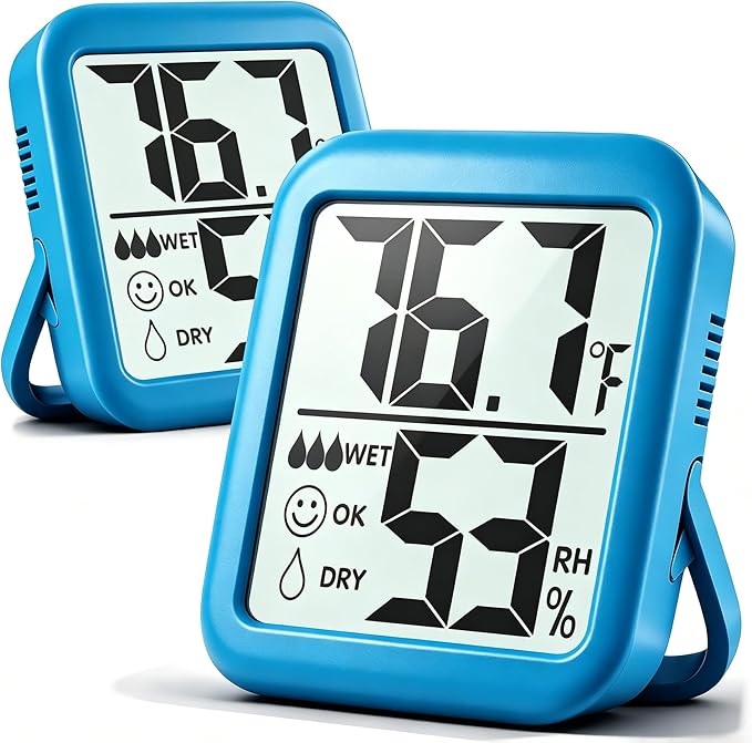 Antonki 2 Pack Room Thermometer for Home, Hygrometer Indoor Humidity Meter Gauge, Digital Temperature and Humidity Monitor Sensor for House, Terrarium, Incubator, Greenhouse - Battery Included