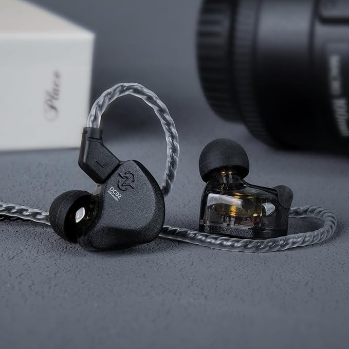 in Ear Monitor Headphones,CCZ DC02 In Ear Monitor Dual Magnetic Circuit DD Wired Earbuds ,Professional Hifi Earphone,Stereo Sound Gaming Earbud,IEM for Gaming,CCZ IEM Earphone for System(Black,No MIC)