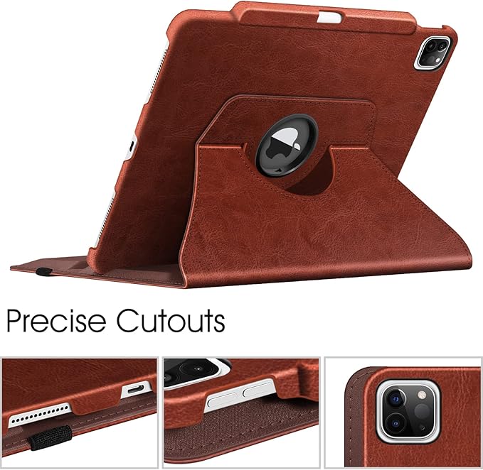 Fintie Rotating Case for iPad Pro 12.9-inch 6th Generation 2022-360 Degree Swiveling Protective Cover with Pencil Holder, Auto Sleep/Wake, Also Fit iPad Pro 12.9" 5th/4th/3rd Gen, Brown