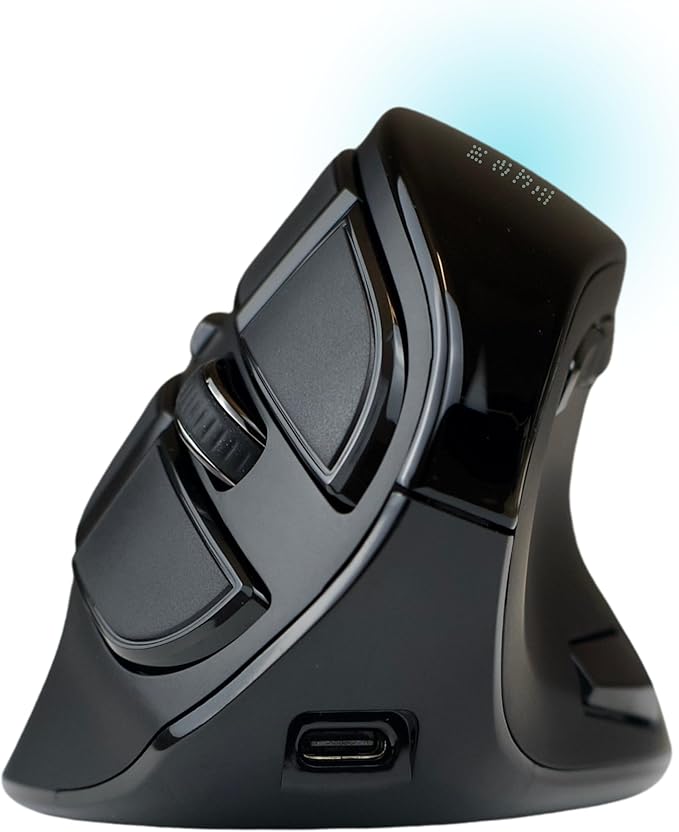 Ergodriven Om Vertical Ergonomic Mouse | Wireless: Bluetooth & 2.4G | Rechargeable, Optical, 4 DPI Levels, 5 Custom Buttons | for PC, Mac, Laptop, Computer | Silent Click | Copy/Paste Function