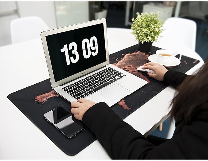 JIALONG Large Gaming Mouse Pad, XXL Desk Mousepad with Stitched Edges, Non-Slip Base Keyboard Pad for Gamer, Office & Home Retro Map