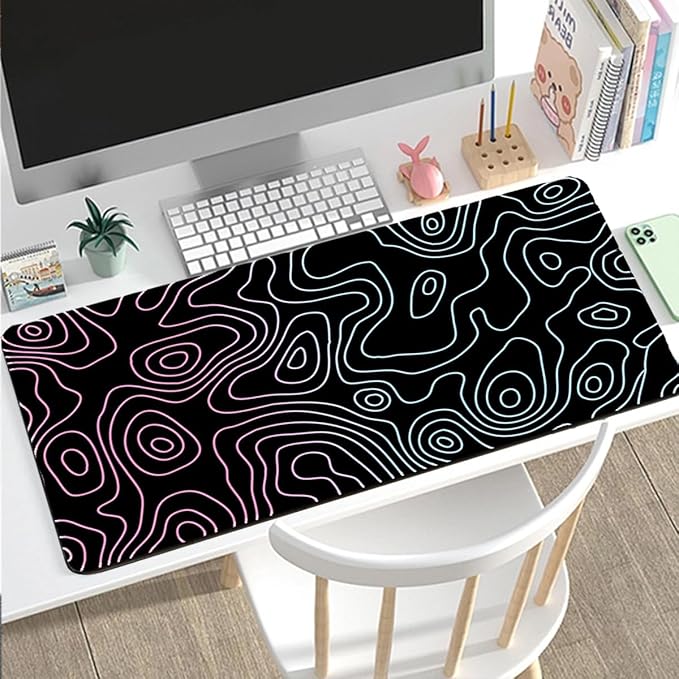 Rcege Large Mouse Pad for Desk - Gaming Mouse Pad with Stitched Edges, Anti-Slip Base for Keyboard and Mouse(Dazzle Black, 31.5L x 15.8W inches)