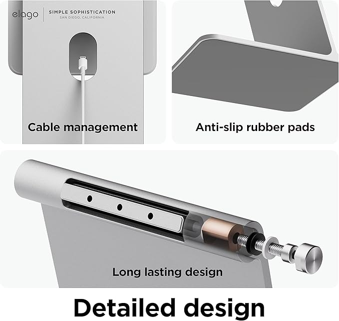 elago Premium iPad Magnetic Stand Designed for iPad Pro 12.9"(5th, 4th Gen), 11"(3rd,2nd Gen), Air 10.9"(5th, 4th Gen), Mini 8.3"(6th Gen, A17 Pro), 10.9"(10th Gen) [Silver]