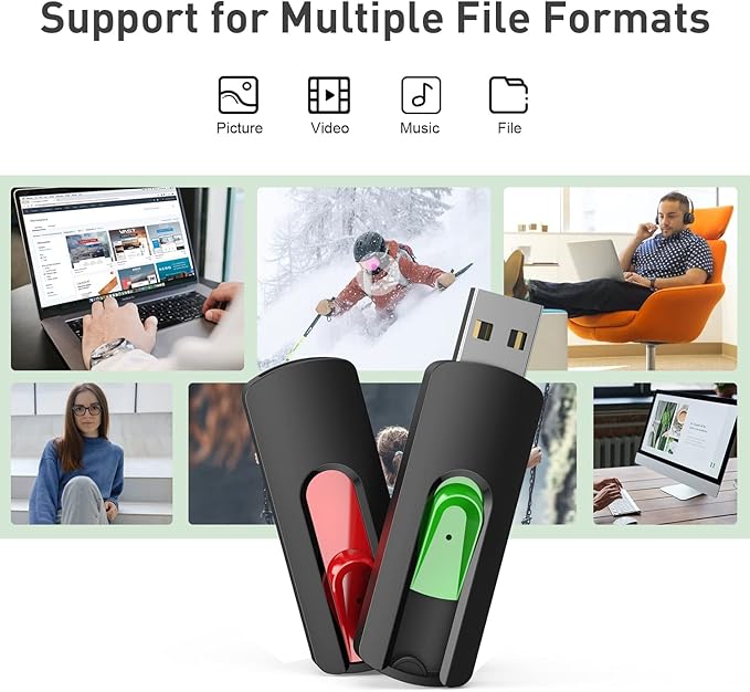 Aiibe 128GB Flash Drive 10 Pack 128GB Thumb Drive USB Drive USB 2.0 Memory Stick Jump Drives for PC Laptop (Red Green Cyan Yellow Purple)
