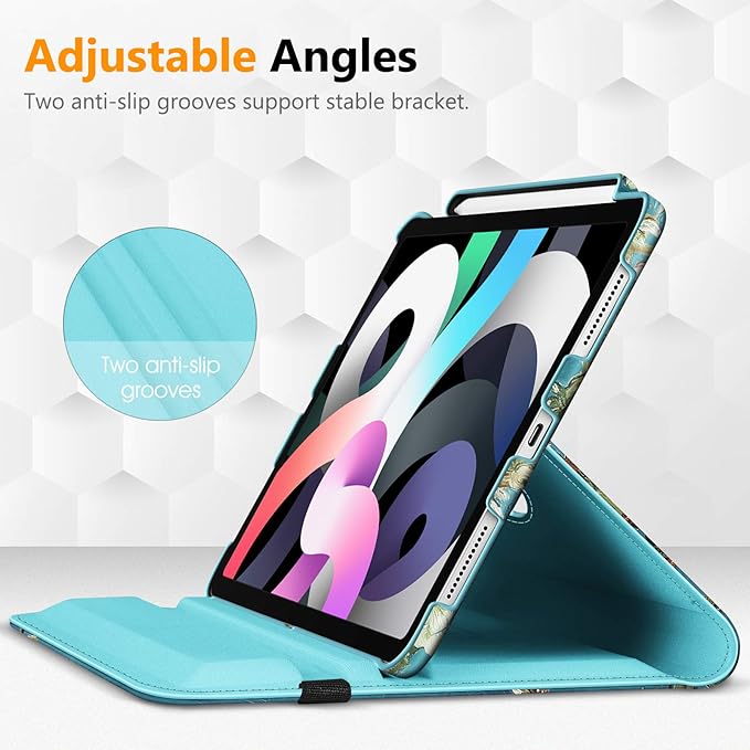 Fintie Rotating Case for iPad Air 11-inch M4/M3/M2 (2026/2025/2024), iPad Air 5th (2022) / 4th Generation 10.9 Inch - 360 Degree Rotating Protective Stand Cover with Pencil Holder, Blossom