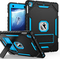 ZoneFoker 9.7" Case for iPad 6th/5th Generation 2018/2017, Air 2/Air 1st/Pro 9.7, Heavy Duty Shockproof Protective Cover with Built-in Stand for iPad 6/5 Gen (Black+Blue)