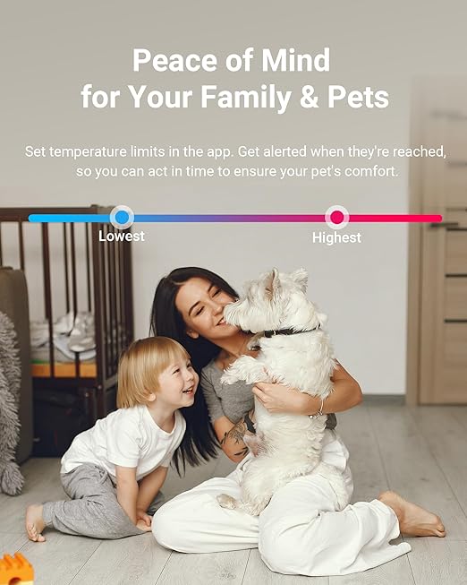 Smart WiFi Temperature Humidity Monitor with App Alerts, High Accuracy Indoor Hygrometer Thermometer for Home, Pet, Greenhouse | Remote Monitoring, No Hub Required, Compatible with Alexa (1-Pack)