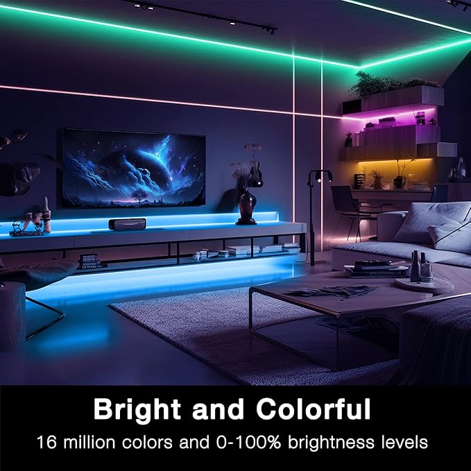 DAYBETTER Smart WiFi Led Lights 100ft, Tuya App Controlled Led Strip Lights, Work with Alexa and Google Assistant, Timer Schedule, Color Changing Led Lights for Bedroom Party Kitchen