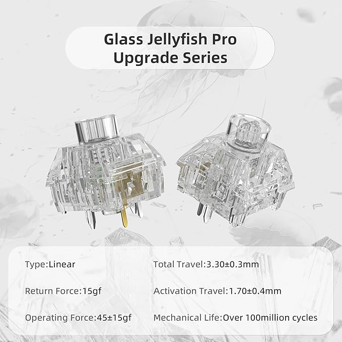 Kailh Box Jellyfish PRO Fully Transparent RGB Linear Mechanical Keyboard（Glass Jellyfish 36pcs）