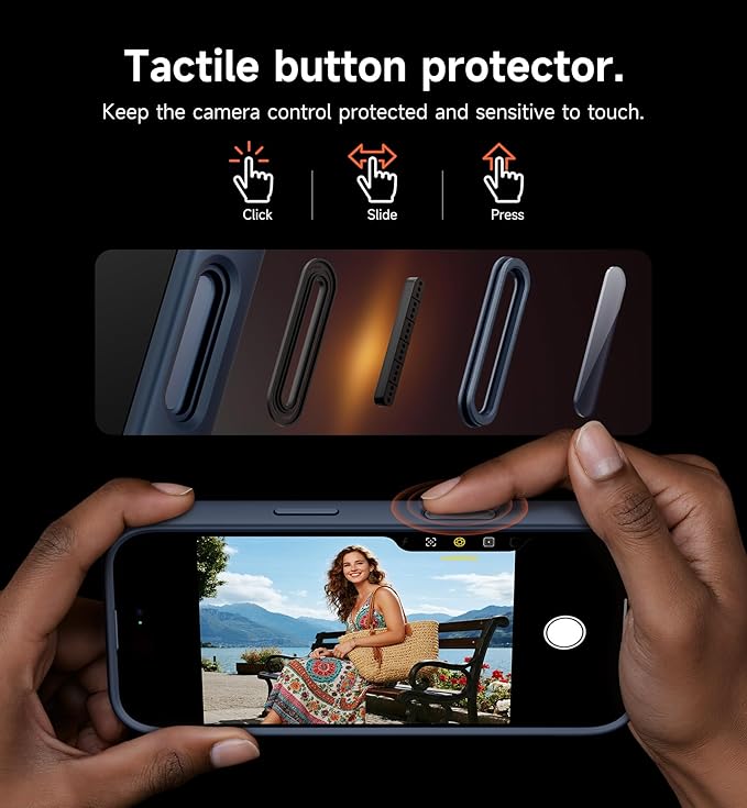 SURITCH for iPhone 17 Case with Camera Control Cover, Camera Slide Cover and Adjustable Kickstand, Compatible with MagSafe, Shockproof Bumper Protective Cases 6.3 Inch, Blue