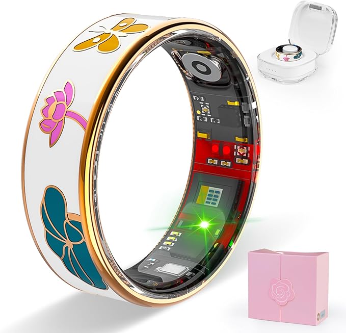 Smart Ring Health Tracker, Men & Women, Featuring a Heart Rate Monitor, Sleep Tracker, 8 Exercise Modes, Step Counter, IP68 Waterproof(White, 7)