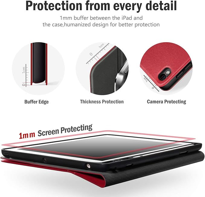 Antbox Case for iPad Pro 10.5 / iPad Air 3 with Built-in Pencil Holder Auto Sleep/Wake Function PU Leather Smart Cover for iPad Air 3 10.5 Inch 2019/iPad Pro 10.5 2017 (Red)