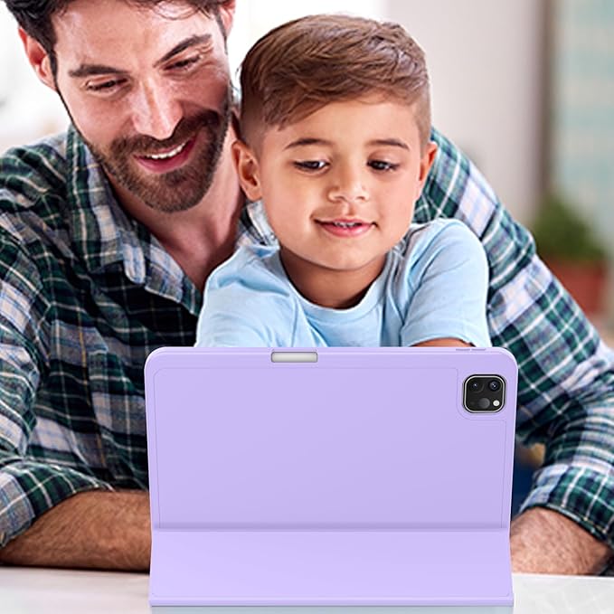 ZryXal New iPad Pro 13 Inch Case (M5) 2025 / (M4) 2024 with Pencil Holder, Smart iPad Case [Support Pencil Pro and Pencil (USB-C)], Support Touch ID and Auto Wake/Sleep (New Clove Purple)