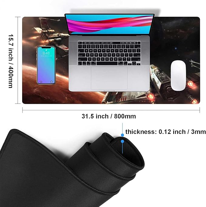 XXL Large Gaming Mouse Pad,Mousepad with Stitched Edge Frame & Non-Skid Rubber Base,Desk Mat for Work,Office Desk Pad for Laptop,Computer Keyboard and Mice Combo Pads Mouse Mat 31.5X15.7 inches