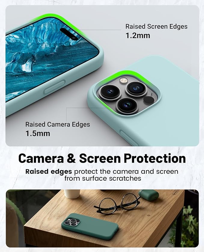 OTOFLY for iPhone 14 Pro Case [Compatible with MagSafe] Full-Body Silicone Shockproof Slim Thin Phone Case for iPhone 14 Pro 6.1 inch (Mint Green) ﻿