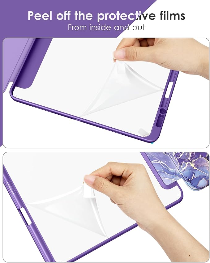 VIKESI Case for iPad Pro 12.9 6th/5th/4th/3rd Generation 2022/2021/2020/2018,TPU Shockproof Frame,Built-in Pencil Holder,Auto Sleep/Wake - Royal Marble