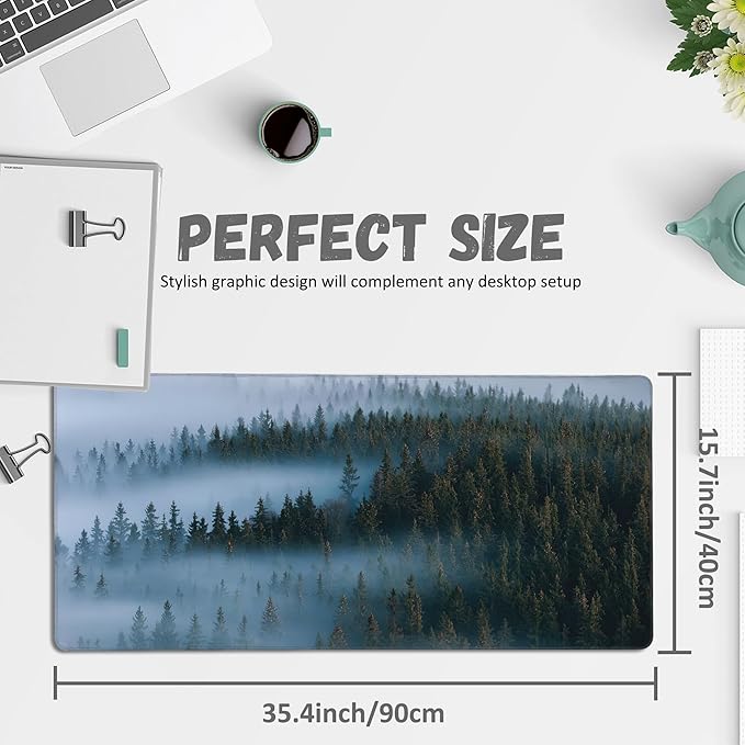 Large Mouse Pad Misty Foggy Sunset Extended Gaming Mouse Pad Desk Mat Stitched Edges Mousepad Non-Slip Rubber Base Keyboard Pad for Laptop Computer PC 35.4 x 15.7 inches