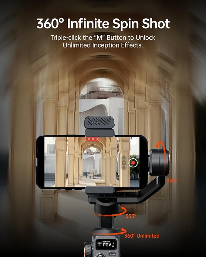 Hohem iSteady M6 Kit Smartphone Gimbal Stabilizer, Magnetic AI Tracking Sensor Fill Light, OLED Display, 3-Axis Phone Gimbal for iPhone Android, Phone Stabilizer for Video Recording, YouTube TikTok