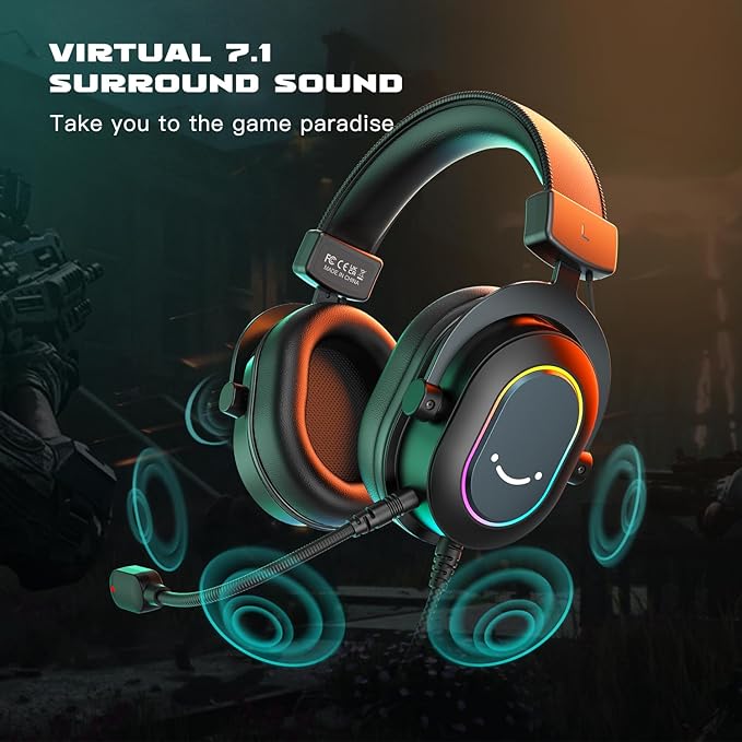 FIFINE Gaming Microphone and USB Streaming Headset Kit, PC Podcast Condenser Mic with Boom Arm, Pop Filter, Mute, Wired Headphones with 7.1 Surround Sound for Streaming, Twitch, Online Chat (A6T+H6)
