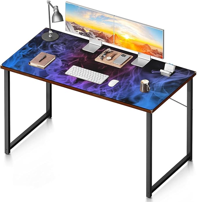 Huge 48x24 inch Mouse Pad - Extra Large Gaming Smoke Mouse Pads with Stitched Edges for Desk, Non-Slip Rubber Base 3XL Mousepad Waterproof Keyboard Pad Desk Pad for Gamer, Office, Home (Blue)