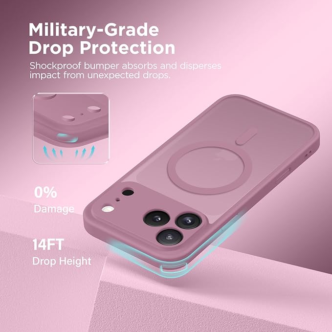 CAPRARO Magnetic for iPhone 17 Pro Max Case, Upgraded [Full Camera Protection] [Compatible with MagSafe] Protective Translucent Matte Women Girl Phone Case Cover, Black Currant