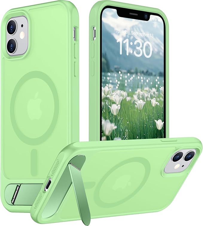 Magnetic Compatible with iPhone 11 Phone Case, [Built-in Invisible Kickstand][Compatible with MagSafe] [Military Grade Shockproof] Slim Translucent Matte Phone Case for iPhone 11 6.1"
