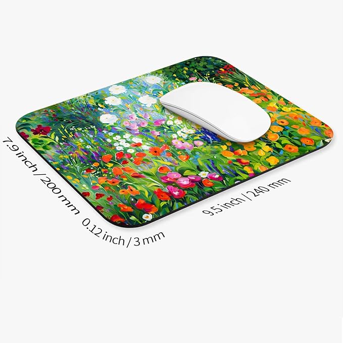 Square Mouse Pad Flowers Floral,Personalized Premium-Textured Custom Mouse Mat Design,Washable Mousepad Lycra Cloth,Non-Slip Rubber Base Computer Mouse Pads for Wireless Mouse