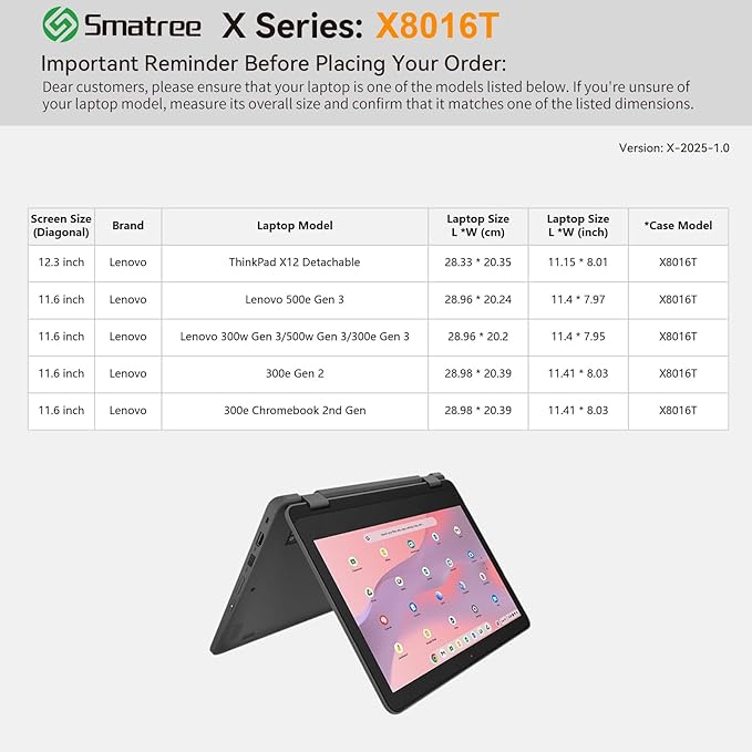 Smatree Hard EVA Protective Sleeve Case Compatible for 11.6 inch Lenovo 500e/500w/300w Gen 3/2, Lenovo 300e Gen2/3/Chromebook 2nd Gen, for 12.3 inch ThinkPad X12 Detachable Sleeve, Pink (X8016TP)