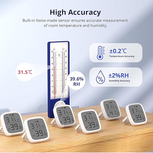 SONOFF Zigbee Indoor Temperature Humidity Sensor, SNZB-02D LCD Zigbee Thermometer Hygrometer, Works with Alexa, Google Home for Remote Monitoring and Home Automation, ZigBee 3.0 Hub Required, 4-Pack