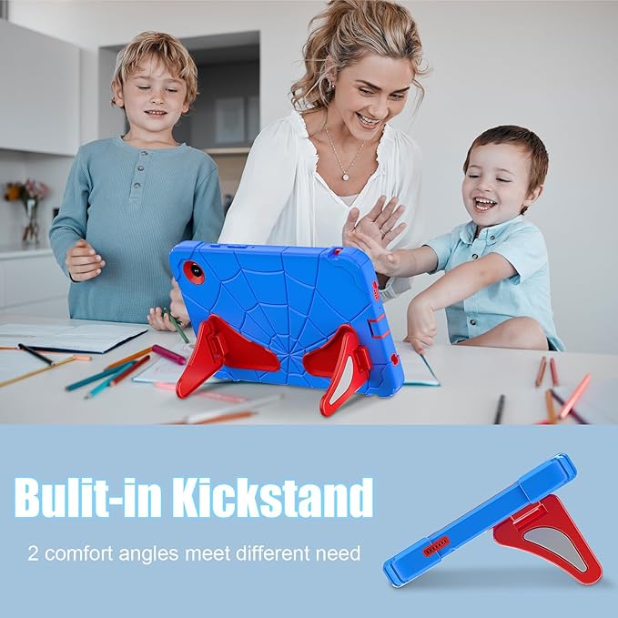 AKABEILA Compatible with Samsung Galaxy Tab A9 8.7 inch(SM-X115N)(2023) Tablet Case，Lightweight Shockproof Rugged Protective Cover with Kickstand for Kids Children Boys Babies Blue Red