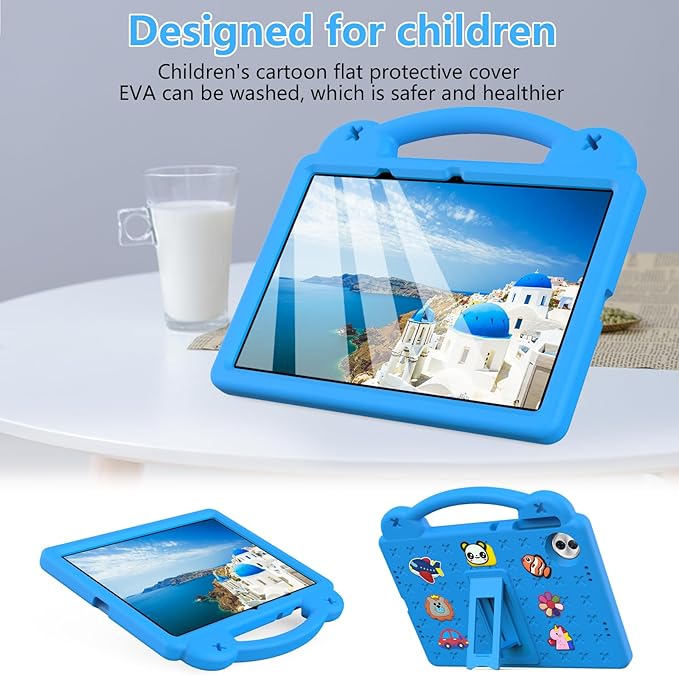 AKABEILA Compatible with Honor Pad 10 2025 12.1 inch Tablet Case, Kids Friendly Universal Lightweight Shockproof Protective Case with Shoulder Strap & Stand Handle Sky Blue