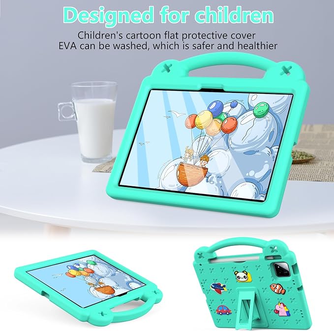 AKABEILA Compatible with Xiaomi Pad 7/Xiaomi Pad 7 Pro 11.2 inch 2024/Xiaomi Pad 8 2025 11.2 inch Tablet Case, Kids Friendly Universal Protective Case with Shoulder Strap & Stand Handle Mint Green