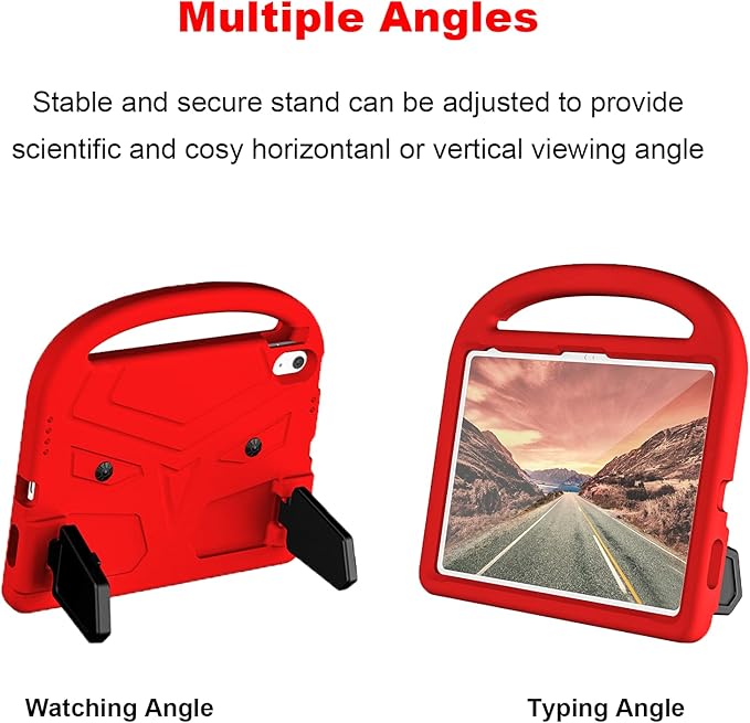 Dteck for iPad 10th Generation Case Kids 10.9 Inch 2022, Durable Lightweight Shockproof Protective Handle Stand EVA Foam Boys Girls Kids Proof Case for iPad 10th Generation 10.9 Inch 2022,Red