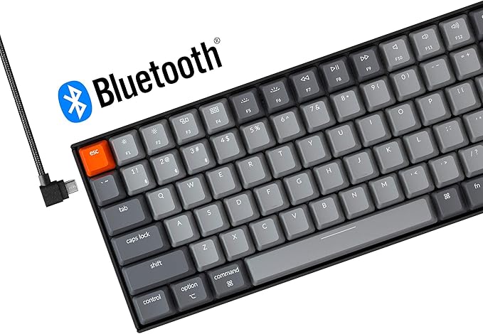 Keychron K4 96% Layout 100 Keys Wireless Bluetooth 5.1/Wired USB Mechanical Gaming Keyboard with Keychron Super Red Switch White LED Backlight N-Key Rollover for Mac Windows PC-Version 2