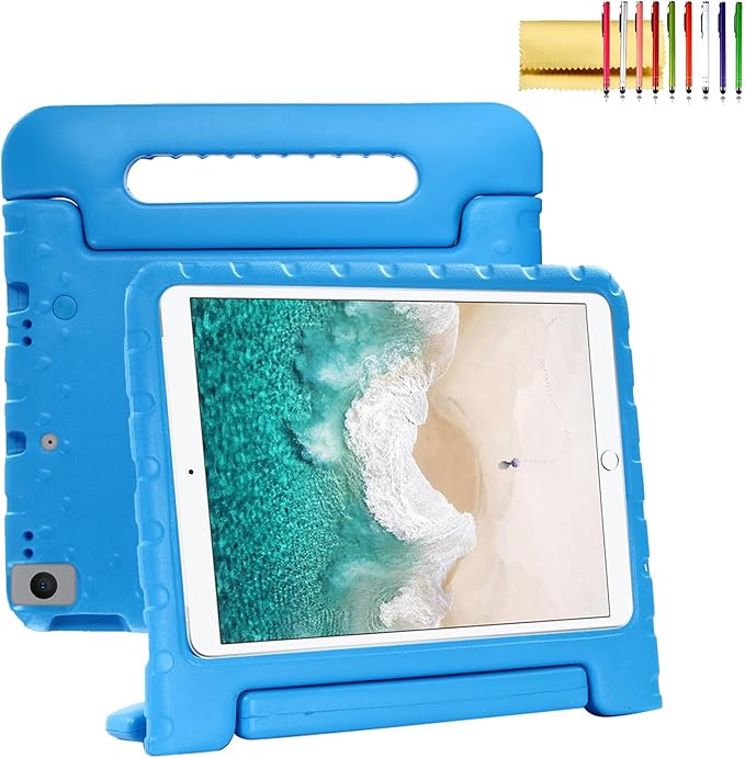 Dteck Kids Case for iPad 10.2 - Shockproof Rugged EVA Handle Stand Child Proof Case for iPad 9/8/7 Generation, Blue