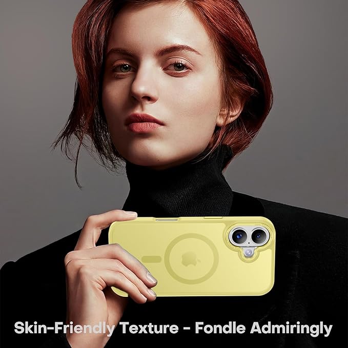 Newfuture Magnetic for iPhone 17 Case [Compatible with Magsafe] [Military Grade Drop Protection] Translucent Matte Anti-Scratch Shockproof Protective Phone Cover 6.3 Inch, Yellow