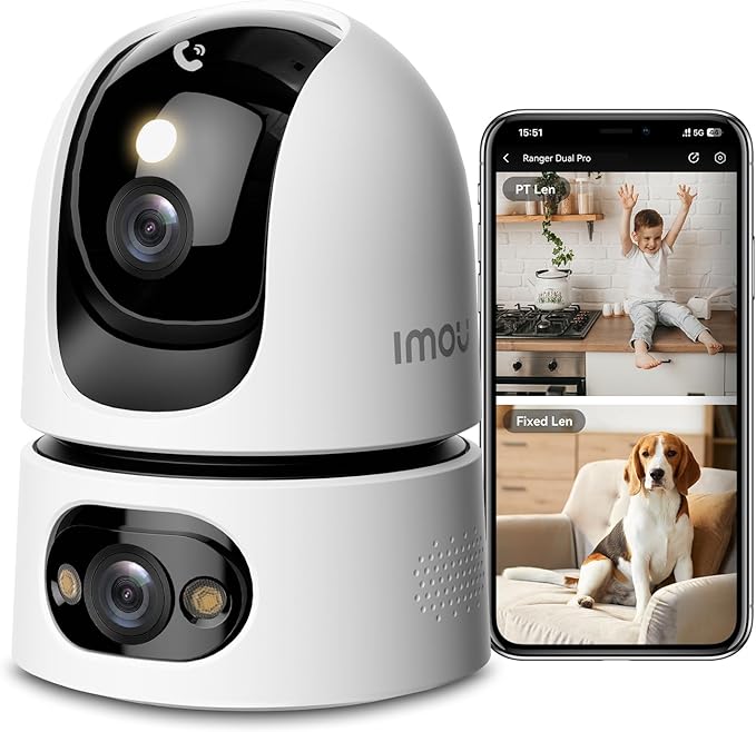 Imou 6MP Security Camera Indoor, Dual-Len 360°Pan-Tilt Baby Monitor Pet Camera for Home Security, 2.4/5GHz WiFi, Work with Alexa & Google Home, Color Night Vision, Human/Pet Detection, No Monthly Fees