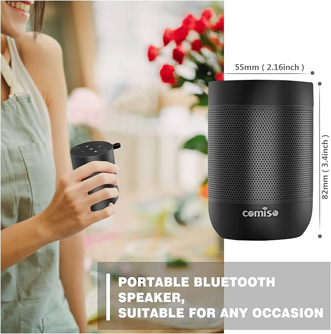 comiso Bluetooth Speaker, Portable Bluetooth Speakers with Wireless Stereo Pairing, Built in Mic, 360° HD Sound,IP65 Waterproof Speaker,Support TF Card, for Home/Party/Outdoor/Beach,Gift For Men/Women