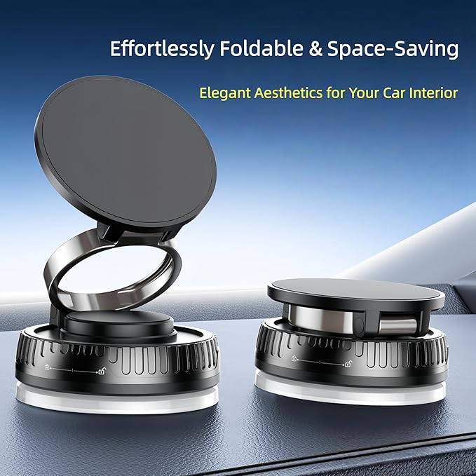 Magnetic Car Phone Mount for MagSafe: 360° Rotatable Adjustable Holder with Suction Cup, Universal Fit for Dashboards/Windshields/Glass, Compatible with iPhone 17/16/15 Series & Android
